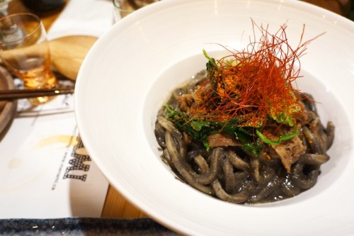 Black Sesame Puree Udon with Beef