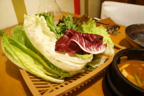 An assortment of lettuce leaves for the wraps